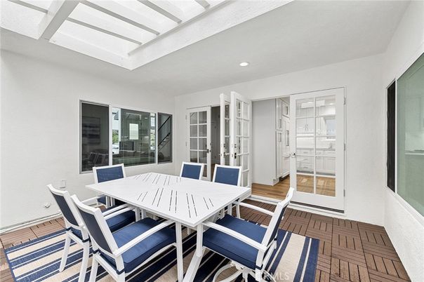 Dining room, Interior, Recessed Lighting, Wood Texture Flooring