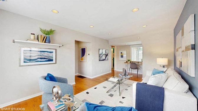 Home Office, Interior, Living room, Recessed Lighting, Wood Texture Flooring