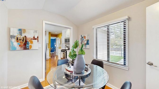 Dining room, Interior, Kitchen, Recessed Lighting, Stainless Steel Appliances, Wood Texture Flooring