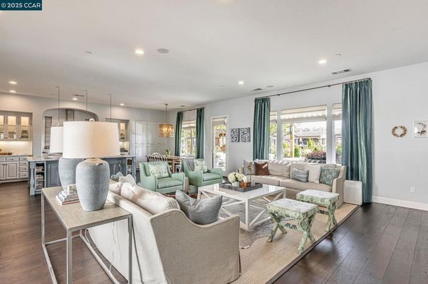 Dining room, Interior, Kitchen, Living room, Pendant Lights, Recessed Lighting, Wood Texture Flooring