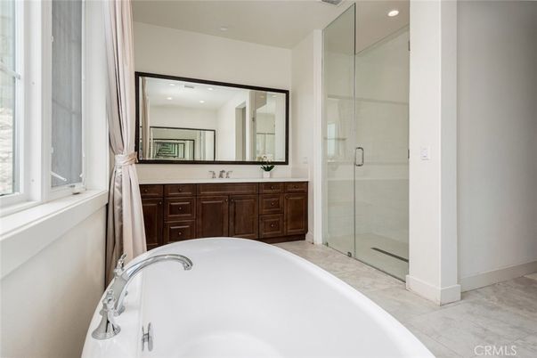 Bathroom, Dual Sink Vanities, Free Standing Baths, Glass Shower, Interior, Recessed Lighting
