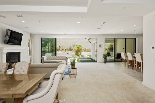 Dining room, Fireplace, Interior, Living room, Recessed Lighting