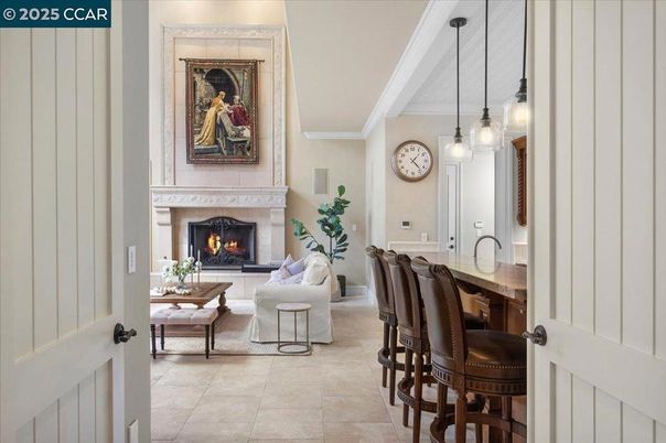 Fireplace, Interior, Living room, Pendant Lights