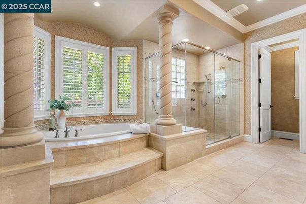 Bathroom, Glass Shower, Interior, Recessed Lighting