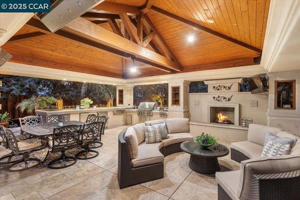 Exterior, Fireplace, Wooden Ceilings
