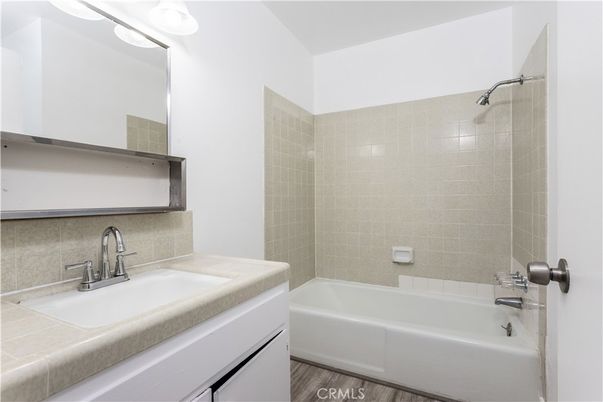 Bathroom, Interior, Tile Countertops, Wood Texture Flooring