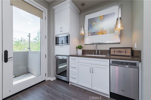 Interior, Kitchen, Pendant Lights, Stainless Steel Appliances, Wood Texture Flooring