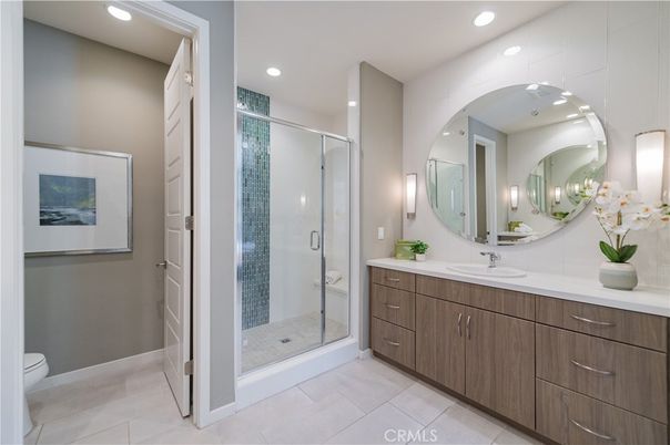 Bathroom, Dual Sink Vanities, Glass Shower, Interior, Recessed Lighting