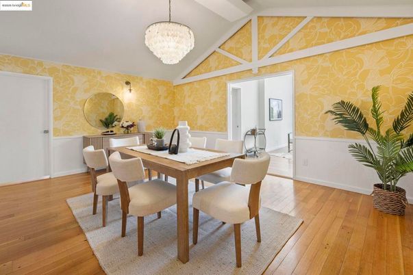Chandelier, Dining room, Interior, Wood Texture Flooring