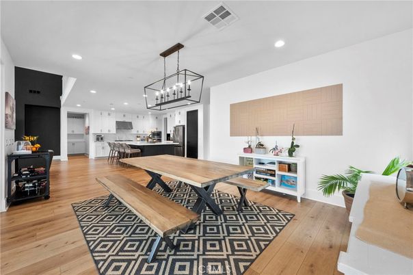 Interior, Kitchen, Pendant Lights, Recessed Lighting, Wood Texture Flooring