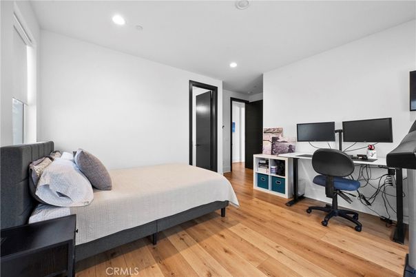 Bedroom, Home Office, Interior, Recessed Lighting, Wood Texture Flooring