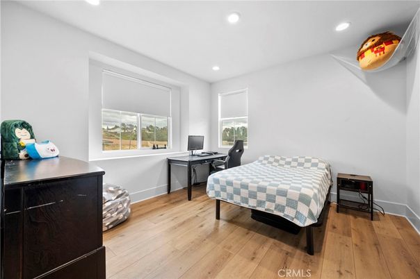 Bedroom, Home Office, Interior, Recessed Lighting, Wood Texture Flooring