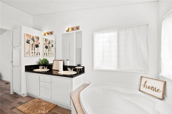Bathroom, Dual Sink Vanities, Interior, Wood Texture Flooring