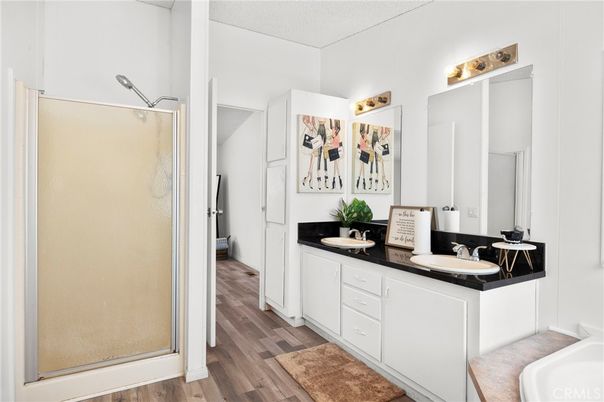 Bathroom, Dual Sink Vanities, Interior, Wood Texture Flooring