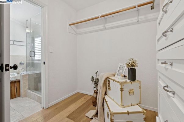 Bathroom, Glass Shower, Interior, Wood Texture Flooring