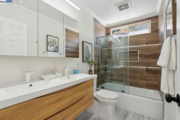 Bathroom, Glass Shower, Interior, Wood Texture Flooring