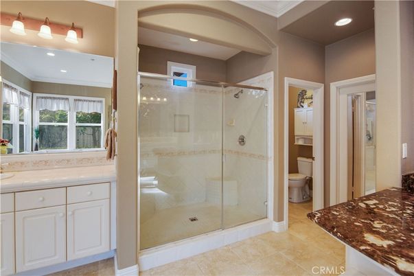 Bathroom, Glass Shower, Interior, Recessed Lighting