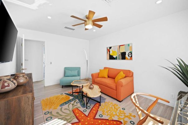 Interior, Living room, Recessed Lighting, Wood Texture Flooring