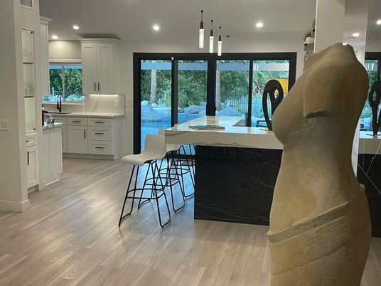 Interior, Kitchen, Pendant Lights, Recessed Lighting, Wood Texture Flooring