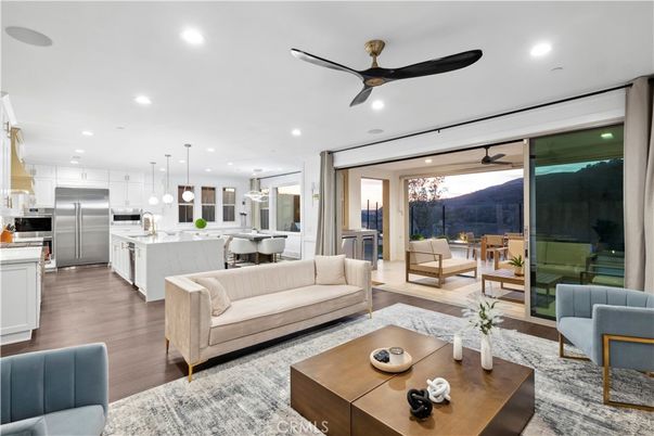 Interior, Kitchen, Living room, Pendant Lights, Recessed Lighting, Stainless Steel Appliances, Wood Texture Flooring