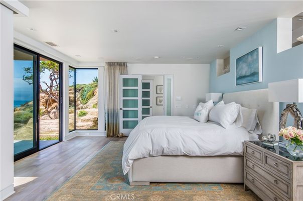 Bedroom, Interior, Recessed Lighting, Water, Wood Texture Flooring