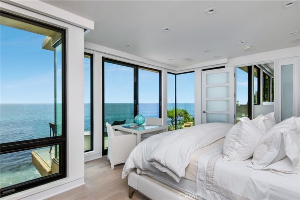 Bedroom, Interior, Recessed Lighting, Water, Wood Texture Flooring