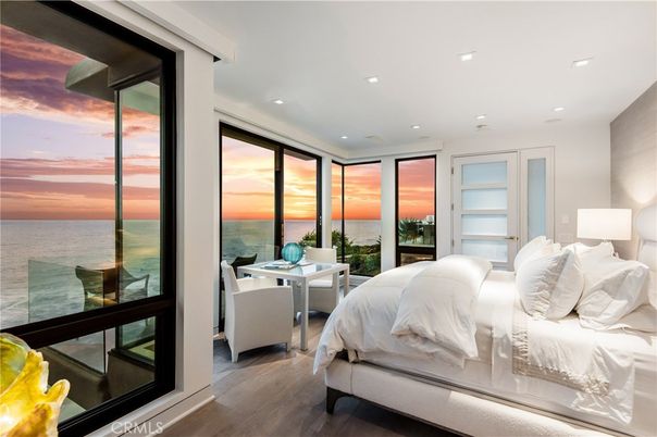 Bedroom, Interior, Recessed Lighting, Water, Wood Texture Flooring