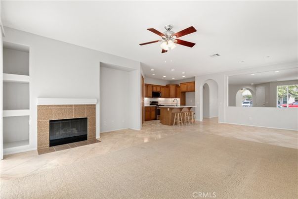 Empty room, Fireplace, Interior, Kitchen, Recessed Lighting