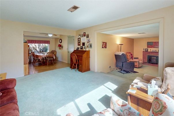 Dining room, Fireplace, Interior, Living room, Wood Texture Flooring