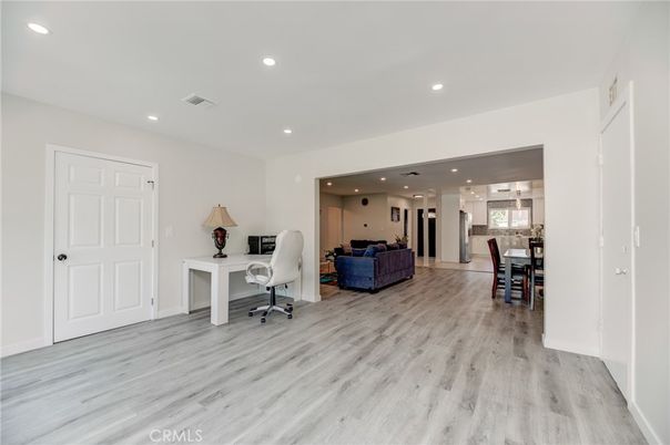 Home Office, Interior, Recessed Lighting, Wood Texture Flooring
