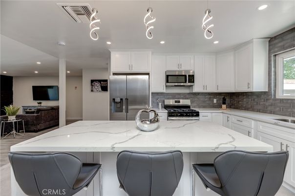 Interior, Kitchen, Pendant Lights, Recessed Lighting, Stainless Steel Appliances