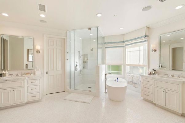 Bathroom, Dual Sink Vanities, Free Standing Baths, Glass Shower, Interior, Recessed Lighting