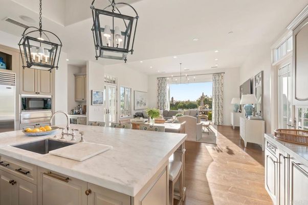 Dining room, Interior, Kitchen, Living room, Pendant Lights, Recessed Lighting, Stainless Steel Appliances, Wood Texture Flooring