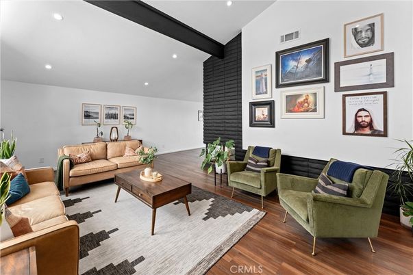 Interior, Living room, Recessed Lighting, Wooden Beams, Wood Texture Flooring
