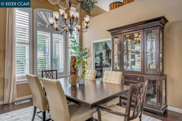 Chandelier, Dining room, Interior, Wood Texture Flooring