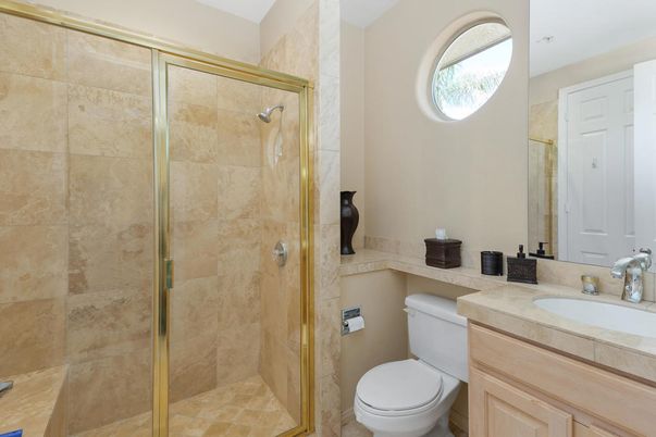 Bathroom, Glass Shower, Interior, Tile Countertops