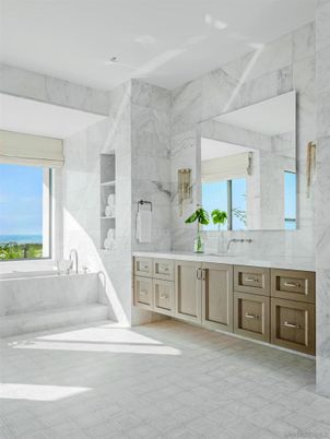 Bathroom, Dual Sink Vanities, Interior, Marble Walls, Water