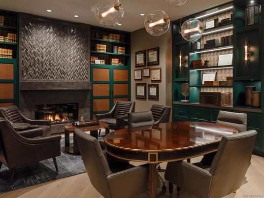 Fireplace, Interior, Living room, Pendant Lights, Recessed Lighting, Wood Texture Flooring