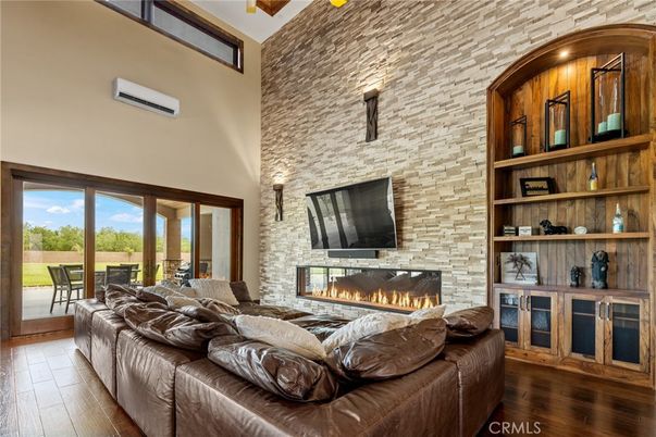 Fireplace, Interior, Living room, Stone Walls, Wooden Beams, Wood Texture Flooring