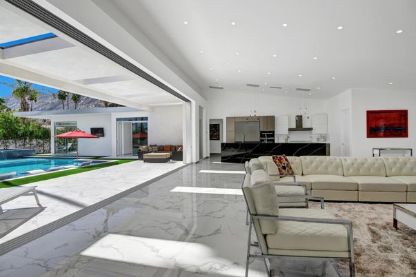 Interior, Kitchen, Living room, Marble, Pendant Lights, Pool, Recessed Lighting