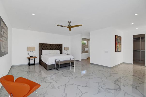 Bedroom, Interior, Marble, Recessed Lighting