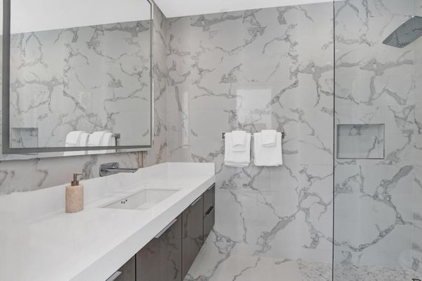 Bathroom, Glass Shower, Interior, Marble, Marble Walls