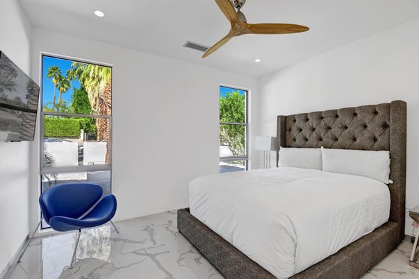 Bedroom, Interior, Marble, Recessed Lighting