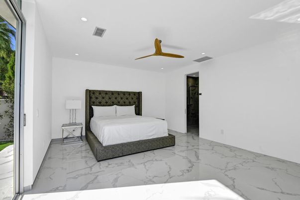 Bedroom, Interior, Marble, Recessed Lighting