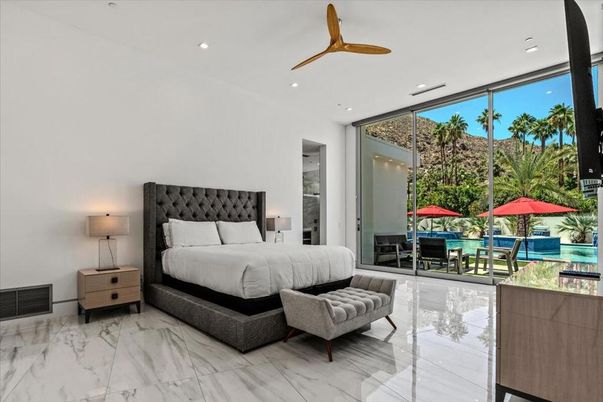 Bedroom, Interior, Marble, Recessed Lighting