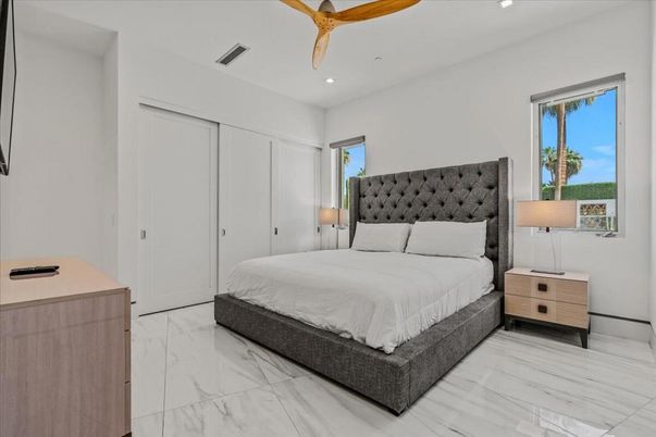 Bedroom, Interior, Marble, Recessed Lighting