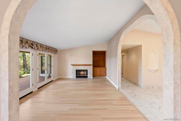 Empty room, Fireplace, Interior, Marble, Wood Texture Flooring