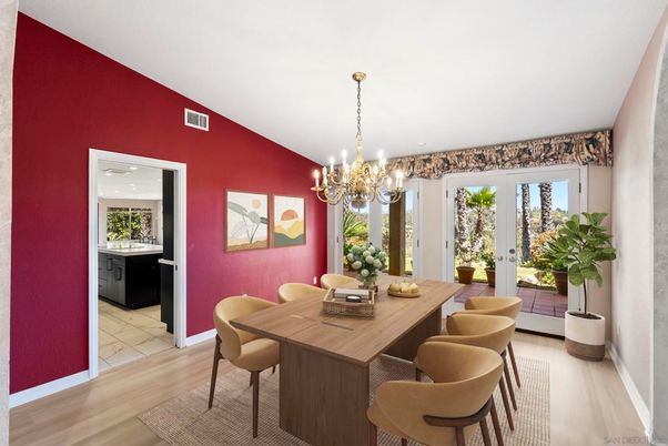 Chandelier, Dining room, Interior, Wood Texture Flooring
