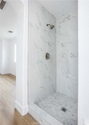 Bathroom, Interior, Marble Walls, Wood Texture Flooring