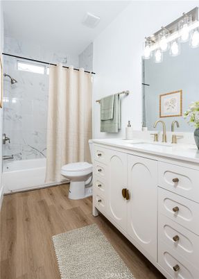 Bathroom, Interior, Marble Walls, Wood Texture Flooring